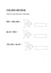 English worksheet: MIXING COLORS