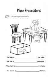 English Worksheet: place prepositions