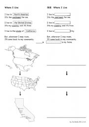 English worksheet: Where I Live