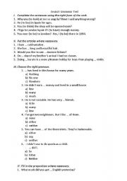 English Worksheet: use of english grammar(general) 7th grade