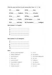 English Worksheet: Verb To Be