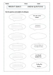 English worksheet: Asking questions