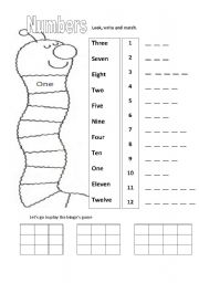 English Worksheet: The numbers