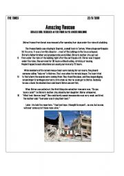 English Worksheet: an amazing rescue story