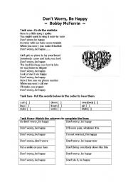 English Worksheet: Song: Dont worry be happy