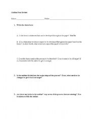 English Worksheet: Process Essay Outline