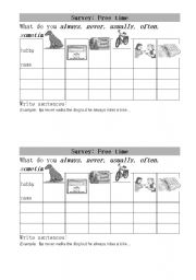 English Worksheet: Survey freetime