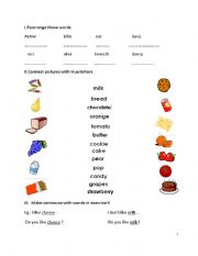 English Worksheet: foods