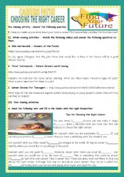 English Worksheet: CAREERS PATHS- CHOOSING THE RIGHT CAREER- FIND YOUR FUTURE!-PART II