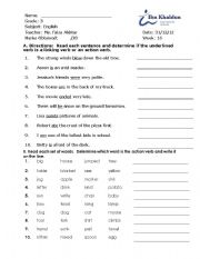 English worksheet: Linking action verbs