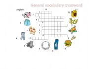 English Worksheet: General vocab. crossword