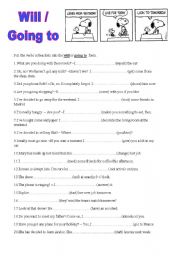 English Worksheet: WILL / GOING TO