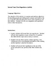 English Worksheet: Invent your own superhero