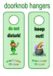 English Worksheet: Doorknob hangers 2 (08.02.12)