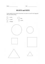 English worksheet: Basic Shapes and Sizes