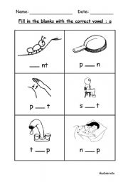 English Worksheet: Vowel a 