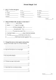 English Worksheet: present simple test