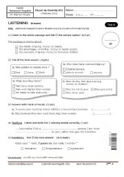 English Worksheet: test second form tunisian students