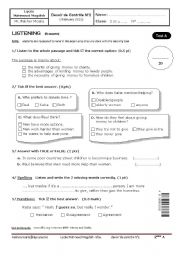 test second form tunisian students