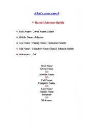 English Worksheet: Names