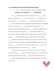 English Worksheet: Valentines Day Articles The/A/An Fill-in-the-Blank