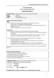 English Worksheet: Kampung Boy lesson plan