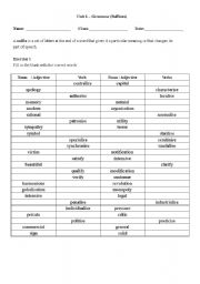 English worksheet: Verb to Adjective