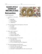 English worksheet: Cloudy With a Chance of Meatballs book vs. movie quiz