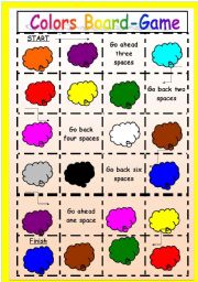 English Worksheet: Colors board-game