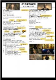 English Worksheet: On the floor -Lyrics