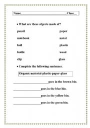 English worksheet: Materials