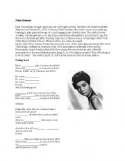 English Worksheet: FeelinGood by Nina Simone Song Gapfill