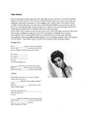 English worksheet: FeelinGood by Nina Simone Song Gapfill