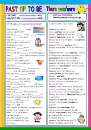 English Worksheet: Past of to be was/were there was/there were (2)