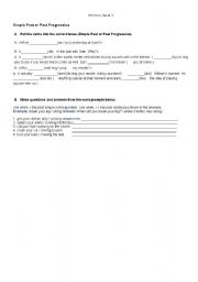 English Worksheet: Past simple - past continuous