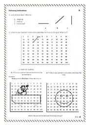 Numbers (1-100) pairwork - Following easy instructions