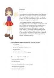 English Worksheet: My summer holidays