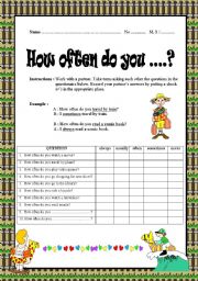 English Worksheet: Adverb of Frequency
