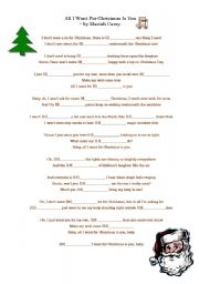 English Worksheet: All I Want For Christmas is You - Cloze Passage