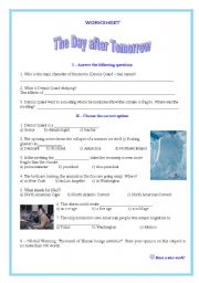 English Worksheet: Worksheet on the movie The Day After Tomorrow