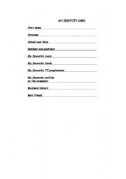 English Worksheet: My Identity Card  