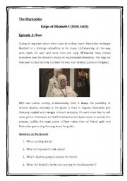 English Worksheet: The Blackadder. Elisabeth I. Episode 5: Beer