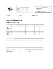 English Worksheet: Check in and Check out sheet