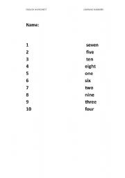 English worksheet: Numbers