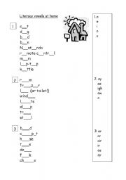 English Worksheet: Literacy vowels for objects at home