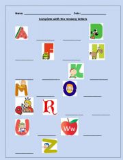 English worksheet: ALPHABET LETTERS