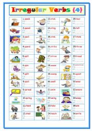English Worksheet: Irregular Verbs .... Part ( 4 ) From (s to w )