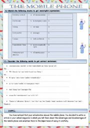 English Worksheet: The Mobile Phone