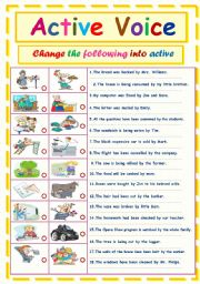 English Worksheet: Active Voice....