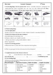 English Worksheet: Lesson4 Transport